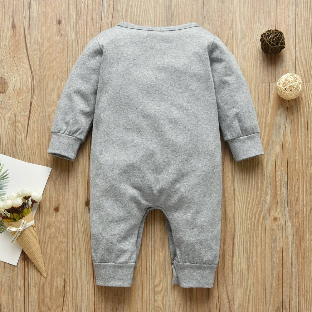 Mom+Dad=Me Baby's Gray Cotton Romper Mom+Dad=Me Baby's Gray Cotton Romper